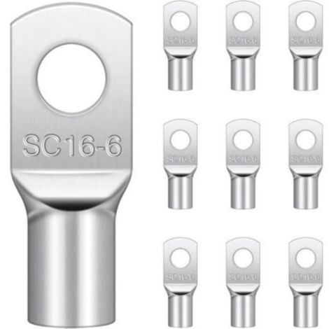 20 Pièces Cosses Tubulaires 16mm² M6,Cosses Electriques Ronde à Œillet en Cuivre Étamé Cosse à Sertir 16mm², Cosses Annulaires 16mm²