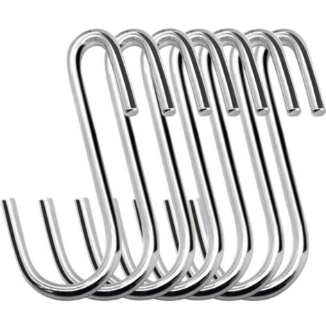 20 pièces crochet de suspension robuste en forme de S de 7 cm, adapté à la cuisine à la salle de bain à la chambre et au bureau crochet de 7 cm, argent