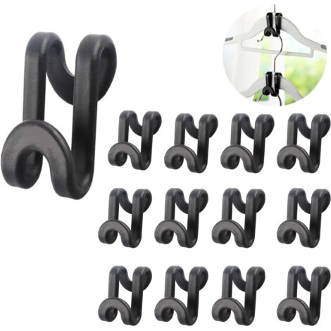 20 pièces crochets en plastique ABS noir pour cintres, supports empilables mini, gain de place armoire durable