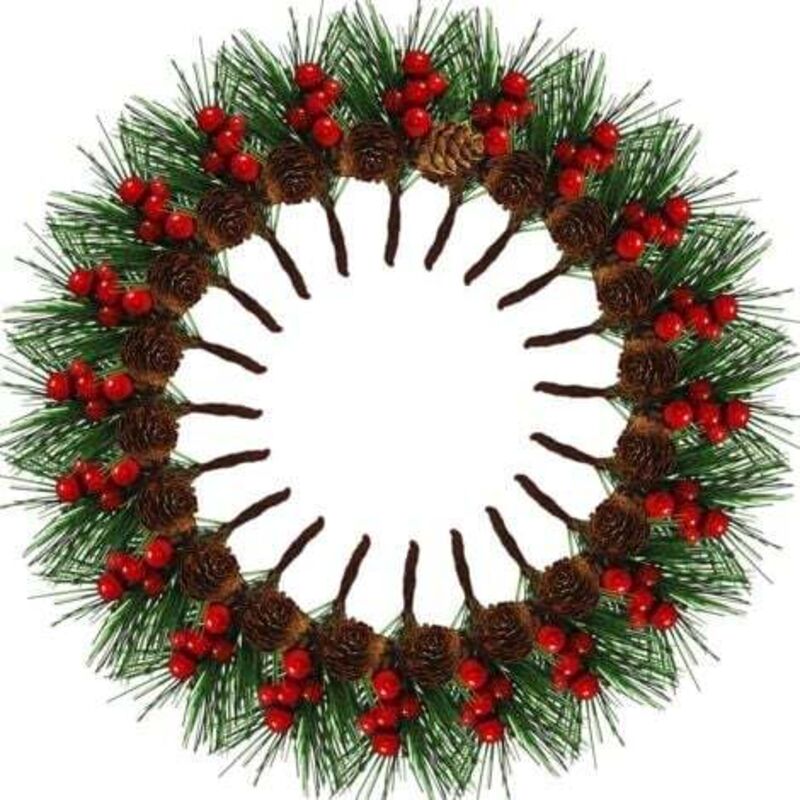 20 pièces de Baies de Noël artificielles,Branches de pin artificielles, Aiguilles de pin de Pommes de pin de Baies,pour Les Decoration Noel de Table