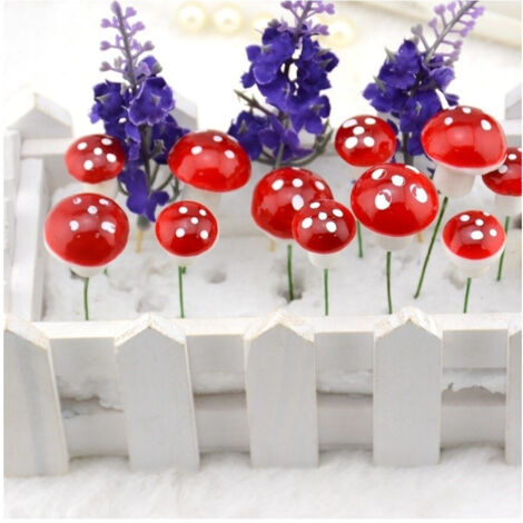20 Pièces De Champignons Artificiels Rouges Pour Décoration D'intérieur