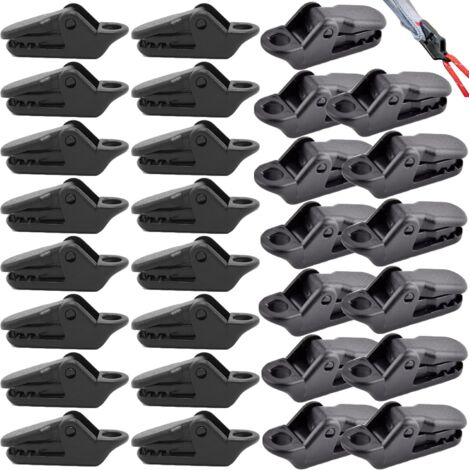 20 pièces de clips de bâche, petits clips pour bâche auto, adaptés pour store extérieur, protection pluie, tonnelle et auvent, camping et plein air