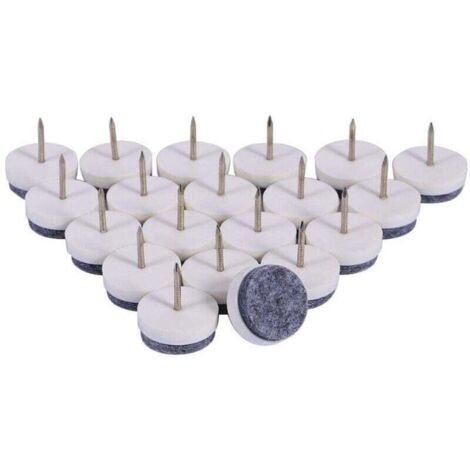 20 pièces de Clous de Coussinet de Meuble, 24 mm à clouer Patins de Feutre à glissière Protecteurs de Sol pour Chaise de Meuble en Bois, tabourets et Pieds de Table(Blanc)-Crezuo