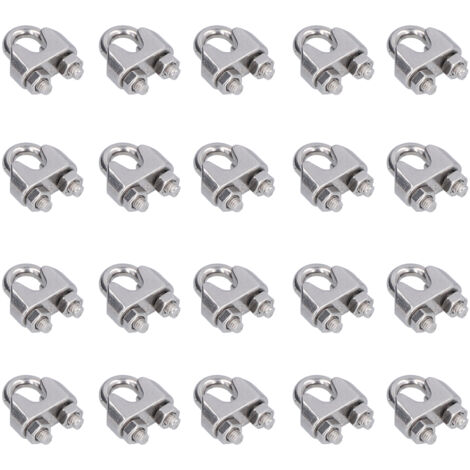 20 Pièces de Colliers de Câble en Acier Inoxydable, Fixations pour Câble de Gréement, Serre-Câble M3 (3mm)