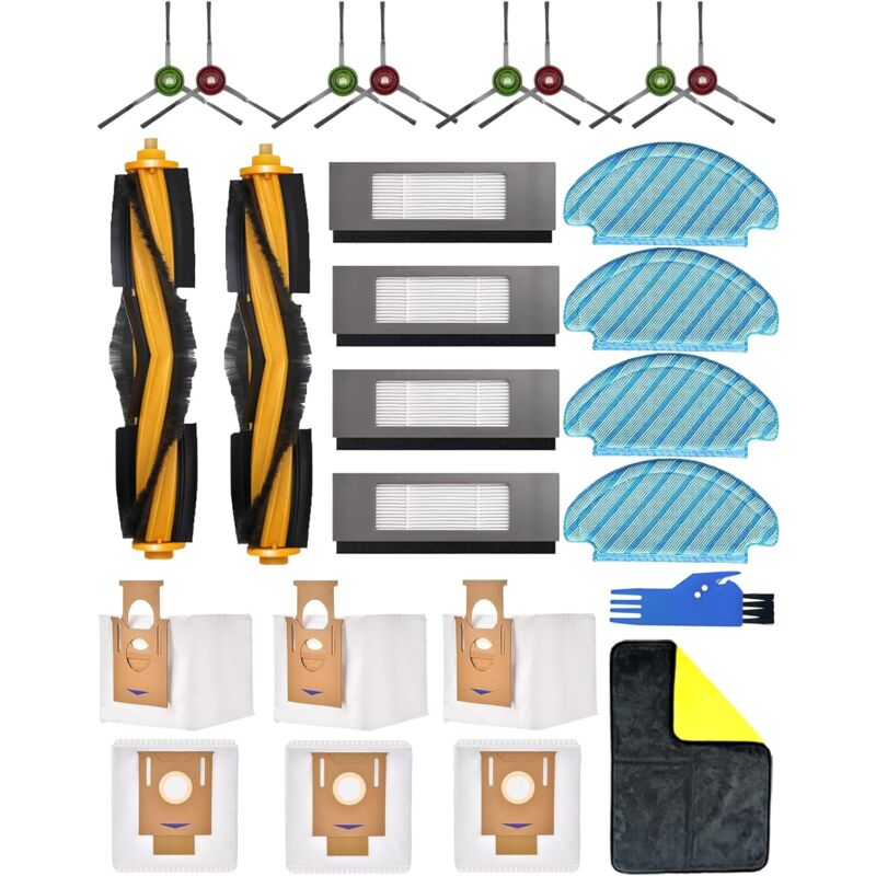 20 Pièces de Rechange pour Ecovacs DEEBOT N10+/N10 Plus, OZMO N8+/N8 Pro+ Kit d'Accessoires, T8+/T8 AIVI+/T9+ Ensembles d'Accessoires: 2 Brosses