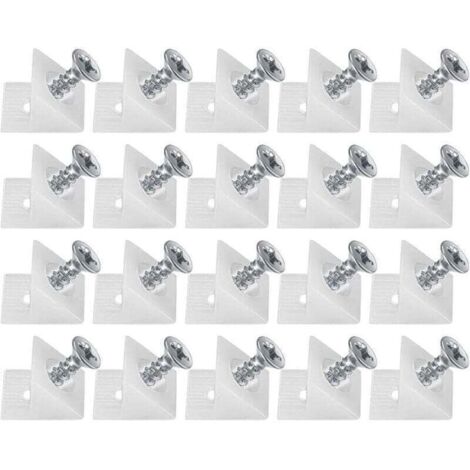 20 pièces d'équerres de renfort L en plastique noir avec vis 4x16mm pour tiroirs et fonds de meubles