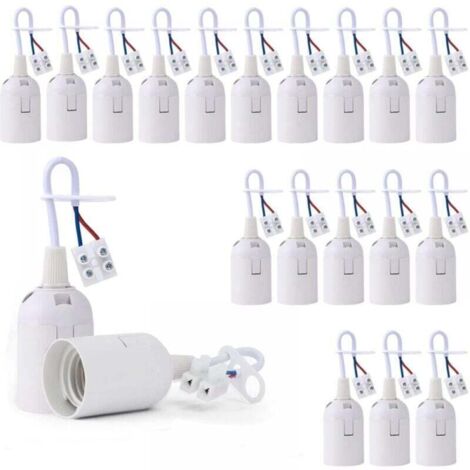 20 Pièces Douille de Lampe E27 Support Ampoule avec Testeur de Phase, Base de Lumière Douille de Suspension Douille de Chantier Rénovation Douille de Rechange Douille de Bâtiment avec Câ
