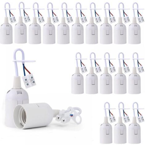 20 Pièces Douille de Lampe E27 Support Ampoule avec Testeur de Phase, Base de Lumière Douille de Suspension Douille de Chantier Rénovation Douille de Rechange Douille de Bâtiment avec Câ