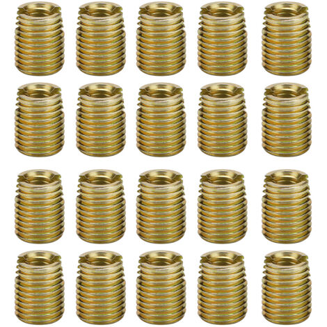 20 Pièces Douilles Filetées Auto-taraudeuses en Acier Carbone 302 (M10x1.5 Intérieur, M14x1.5 Extérieur)