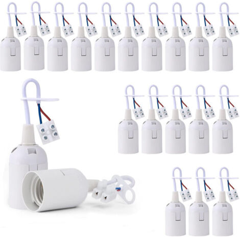 20 Pieces E27 Lamp Socket Bulb Holder with Phase Tester, Light Base Pendant Socket Construction Site Renovation Replacement Socket Building Socket with Cable
