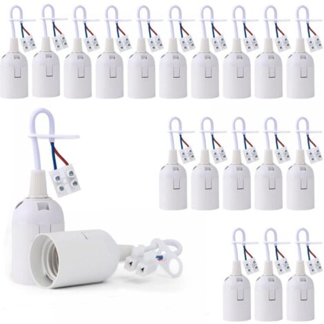 20 Pieces E27 Lamp Socket Bulb Holder with Phase Tester, Light Base Pendant Socket Construction Site Renovation Socket Replacement Socket Building Socket with Cable