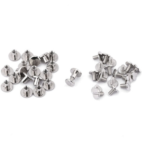 20 pièces écrous à tête plate en laiton vissés, rivets clous pour réparation et artisanat du cuir (6,5mm)