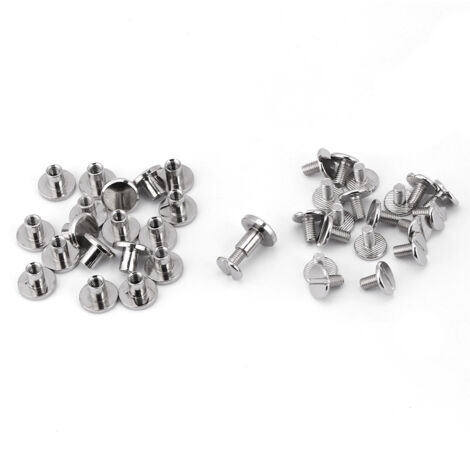 20 pièces écrous à tête plate en laiton vissés, rivets clous pour réparation et artisanat en cuir (8mm)