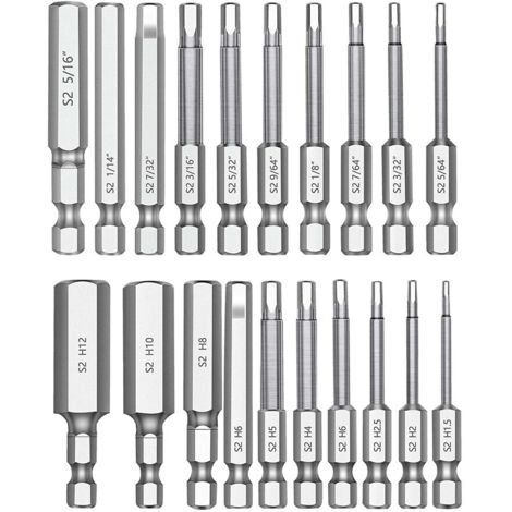 20 pièces embouts hexagonaux 2.3" long 1/4" diamètre aimantés