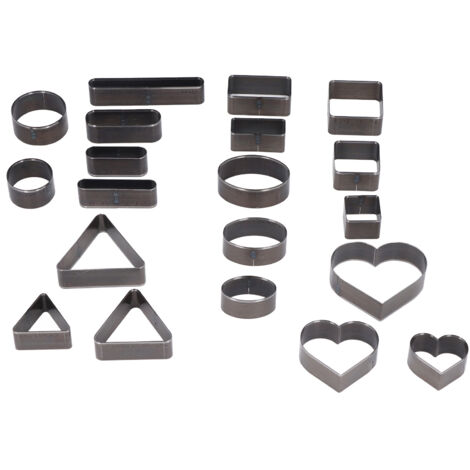 20 Pièces Emporte-Pièces en Acier Carbone pour Cuir, Formes Rondes, Carrées et Cœurs, Set de Découpe pour Travail du Cuir