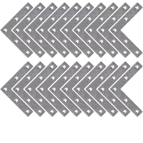 20 Pièces En De Support Étagère Joint De Fixation Degré De Réparation De Meubles Joignant Des Supports En Acier Plaques Plat En Acier Inoxydable Armoire D'Angle Supports