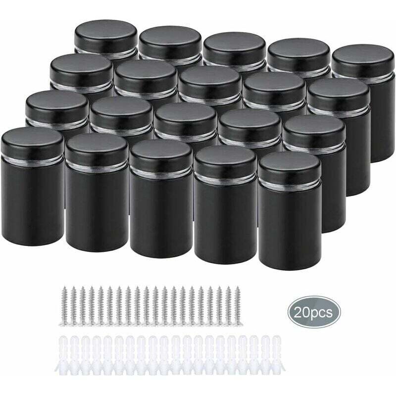 20 Pièces Entretoise de Verre,Acier Inoxydable Publicité Vis,Verre Signe Publicité Clous Vis Frameless Standoff Fixations Clamp