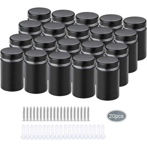 20 Pièces Entretoise de Verre,Acier Inoxydable Publicité Vis,Verre Signe Publicité Clous Vis Frameless Standoff Fixations Clamp
