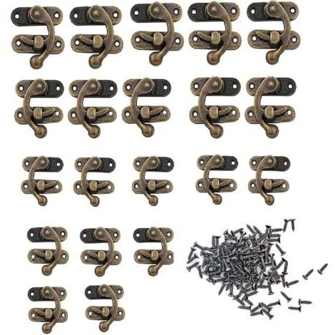 20 Pièces Fermoir Boite en Bois, Fermoir pour Coffre en Bois, Loquet Crochet Fermoirs à Coffre, Loquet Crochet Bronze, pour Boîte en Bois Boîte à Bijoux Garde-Robe Accessoires de Bricolage