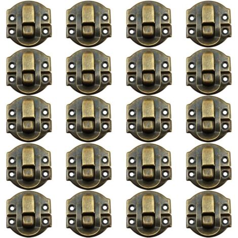 20 Pièces Fermoirs pour Boite en Bois, Rétro Loquet de Fermeture Malle et Coffre, 27x29mm, Fermeture Verticale, pour Boîte à Bijoux,Coffrets,Valises