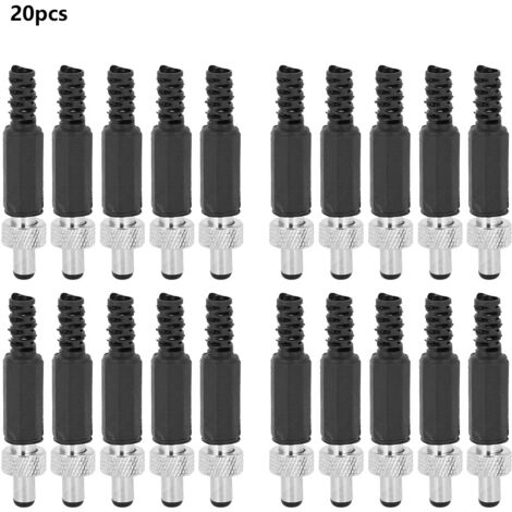 20 Pièces Fiche Mâle DC 5.5x2.1mm avec Verrouillage pour Lecteurs Audio et Vidéo