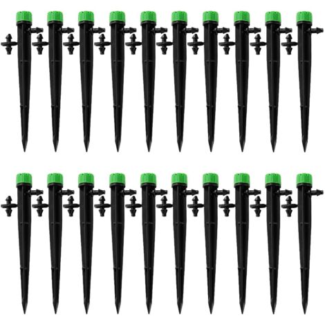 20 Pièces Goutteur Irrigation Réglable, 360 Degrés 8-Trou Micro Asperseur Goutte à Goutte pour Tube 4/7mm, Goutteur d'irrigation Insertion, Vert