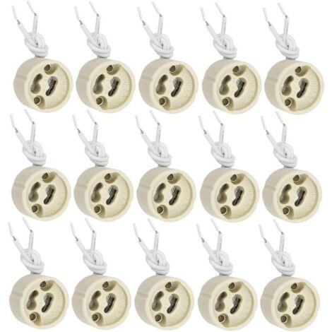 20 Pièces GU10 Support de Lampe Douille GU10 Base en céramique 2A 250V avec 9cm Câble en Silicone Douille D'ampoule Connecteur Adaptateur pour LED et Halogène
