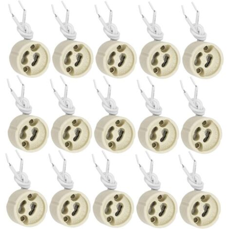 20 Pièces GU10 Support de Lampe Douille GU10 Base en céramique 2A 250V avec 9cm Câble en Silicone Douille D'ampoule Connecteur Adaptateur pour LED et Halogène