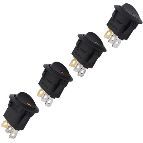 20 pièces interrupteur à bascule 3 broches 2 positions 12V bascule marche/arrêt ABS rond avec LED pour Machine