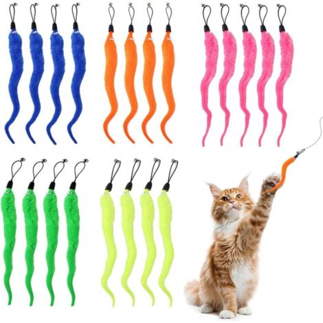 20 Pièces Jouets de Rechange Interactifs pour Chat avec Clochettes, Jouet de Chat, Furry Tail Worm avec Bell Interactive Cat Chaser Toys, Kittens Wand Recharges Pièces jointes
