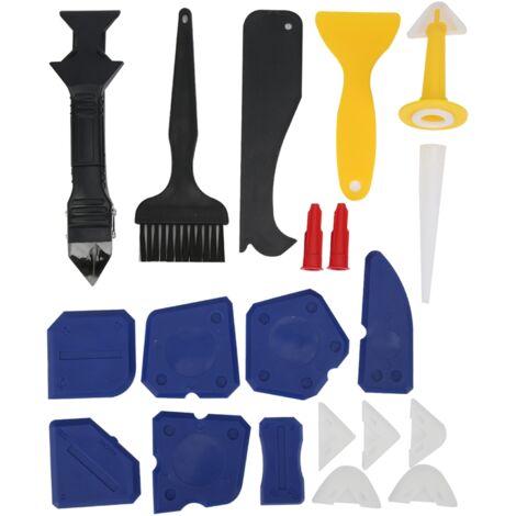 20 Pièces Kit de Lisseur de Joints, Grattoir à Colle pour Vitre et Buses de Scellement pour Mastic