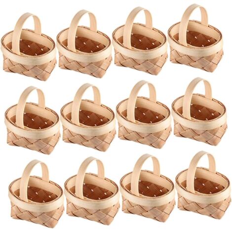 20 pièces Lot de Mini Paniers Tissés avec Poignée Petits Paniers Rustiques