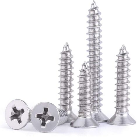 20 Pièces M5x70mm Vis à Tête Plate Autotaraudeuse en Acier Inoxydable 304 DIY Vis à Bois en Bois Matériel de Fixation