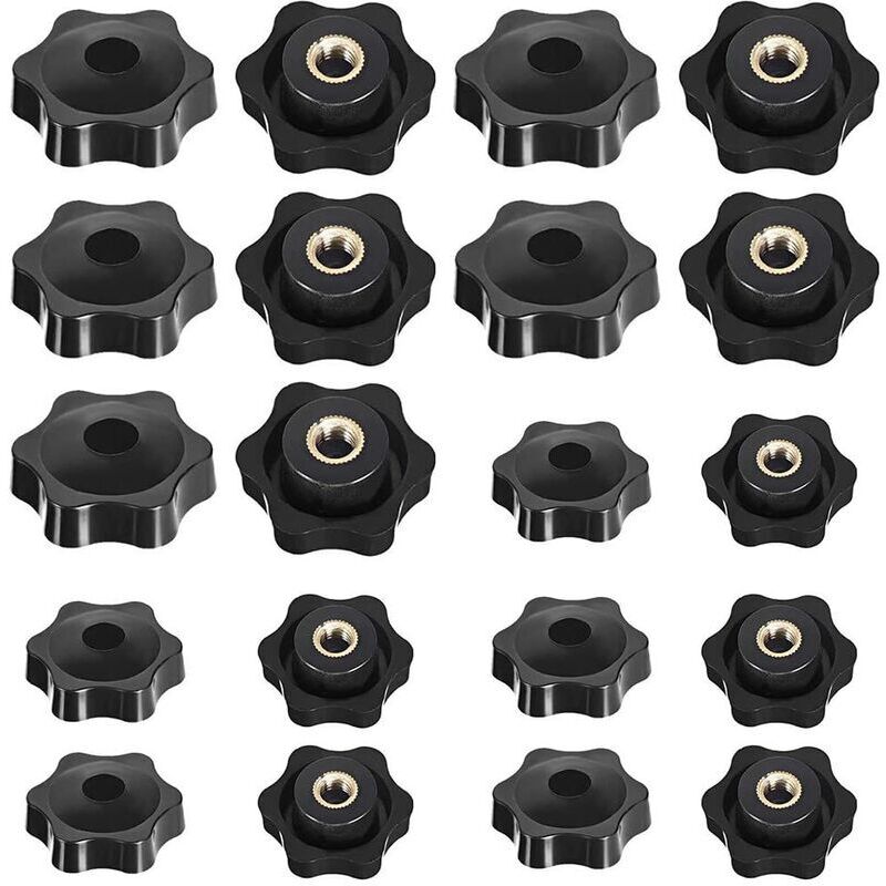 20 Pieces M6 and M8 Star Knobs Female Thread Knurled Knob Star Head