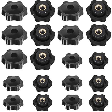 20 Pièces M6 Et M8 Boutons en étoile Bouton Moleté à Filetage Femelle étoile Tête écrous De Serrage Bouton Serrage En Plastique Bouton de Serrage à Filetage Moleté pour Machine Outil Armoire