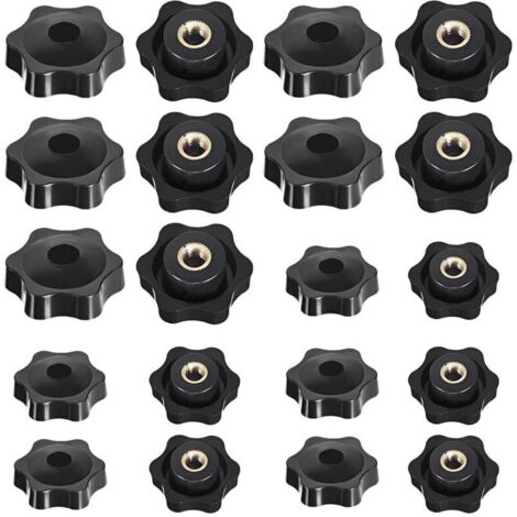 20 Pièces M6 Et M8 Boutons en étoile Bouton Moleté à Filetage Femelle étoile Tête écrous De Serrage Bouton Serrage En Plastique Bouton de Serrage à Filetage Moleté pour Machine Outil Armoire