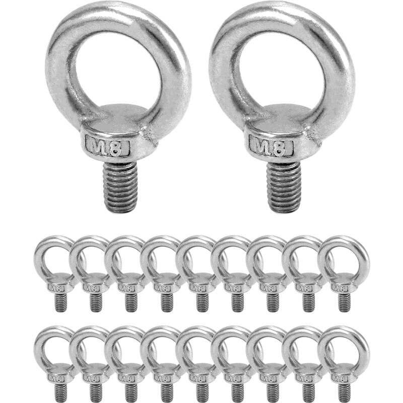 20 Pièces M8 Anneau de Levage, M8 Boulons àœil Filetage Mâle, pour Marin Boulons et Équipements de Levage d'Ingénierie (120KG)
