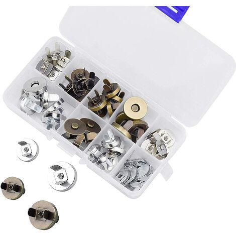 20 Pieces Magnetic Button Clasp, 14mm 18mm Magnetic Buttons Snap Button Magnetic Clasp for Cloth Bag, Sewing Leather Clothing, DIY Craft, Bronze, Silver