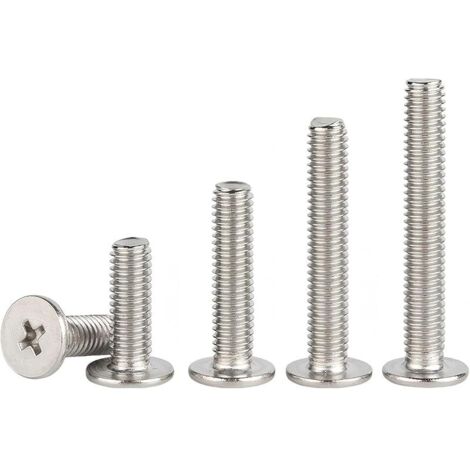 20 Pièces Mince Vis à Tête Cruciforme à Tête Ronde Plate M3 x 10mm Boulons de Connexion pour Meubles, Vis en Acier Inoxydable 304
