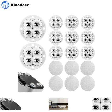 20 Pièces Mini Roulettes Pivotantes, Roulettes Autocollantes, Roulettes à Billes à 360 Degrés avce 4 Billes en Acier, Petite Roulettes