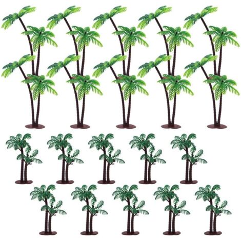 20 Pièces Modèle de Paysage Palmiers Miniatures 14/8.5 cm Palmiers Modèle Cocotier Mini en Plastique Palmier pour DIY Paysage Table de Sable Jardins Miniatures Décoration de Gâteaux