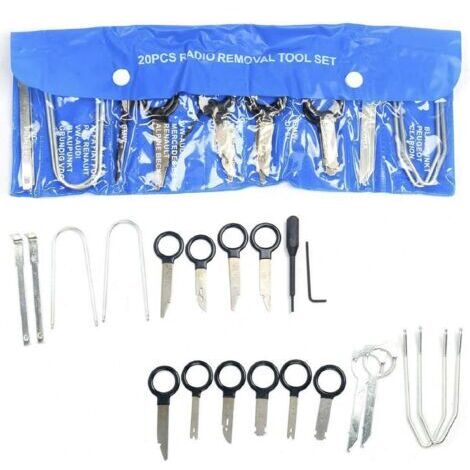 20 pièces Outils de démontage d'autoradio Universel Kit démontage Autoradio pour Mercedes-Benz BMW VW Audi
