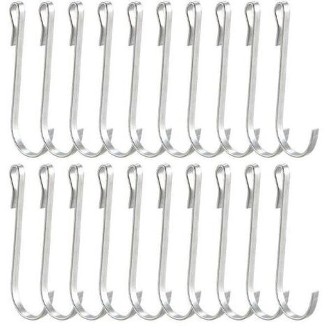 20 Pièces Petit Crochet S de Suspension, Crochet S Acier Inoxydable, Crochet Multifonctions, Mini Crochet en S, Petit Crochet Plat, pour Salle de Bains Chambre Bureau Cuisine (Argent)