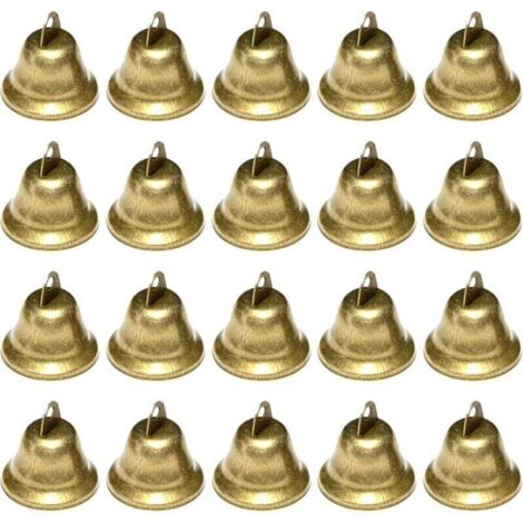 20 Pièces Petites Clochettes(Bronze antique), Vintage Petite Cloche pour décorations de Festival de Mariage, Cloche de noël pour Les sapins de Noël, Grelots en Métal pour Porte Clé Clochette, Bricolag