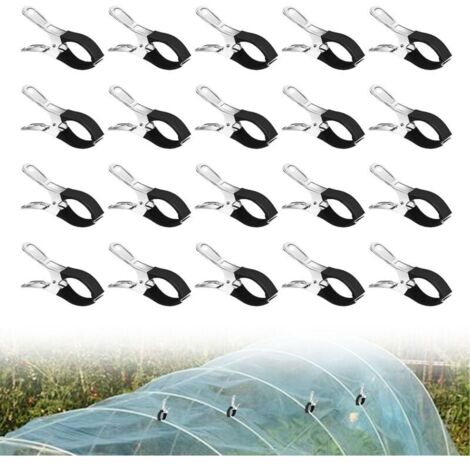 20 Pièces Pince a Ressort pour Bache Piscine, Clips pour Serre de Jardin avec Feuille de Protection, Grosse INOX Pince à Linge, Pince Serre Joint pour Pince Serviette Plage