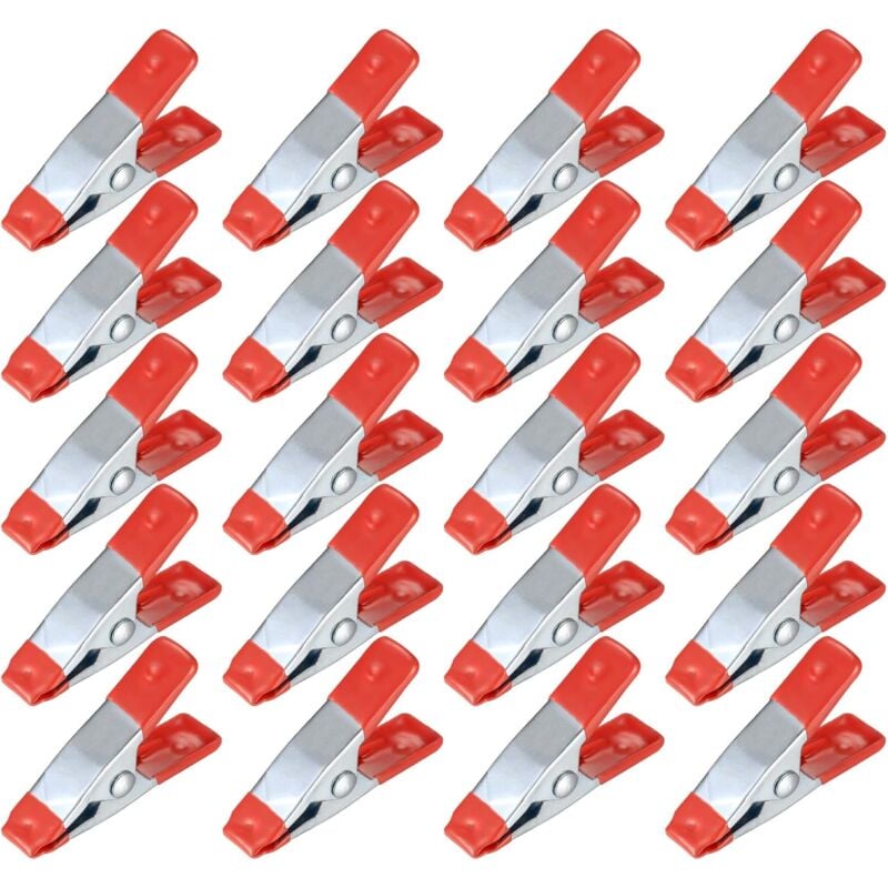 20 Pièces Pinces à Ressort Métal, Modélisme Pince à épiler, Metal Spring Clamps, Pinces à Linge Grip Holder pour Bâche, Camping, Tarpaulin, Travail