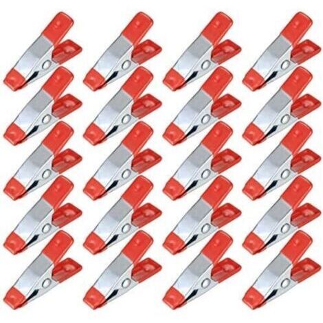 20 Pièces Pinces à Ressort Métal, Modélisme Pince à épiler, Metal Spring Clamps, Pinces à Linge Grip Holder pour Bâche, Camping, Tarpaulin, Travail Bois, Outil de Modélisation - 2 Pouces