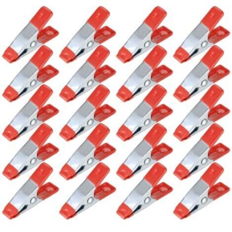 20 Pièces Pinces à Ressort Métal, Modélisme Pince à épiler, Metal Spring Clamps, Pinces à Linge Grip Holder pour Bâche, Camping, Tarpaulin, Travail Bois, Outil de Modélisation - 2 Pouces