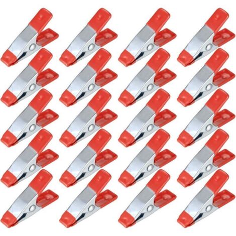 20 Pièces Pinces à Ressort Métal, Modélisme Pince à épiler, Metal Spring Clamps, Pinces à Linge Grip Holder pour Bâche, Camping, Tarpaulin, Travail Bois, Outil de Modélisation