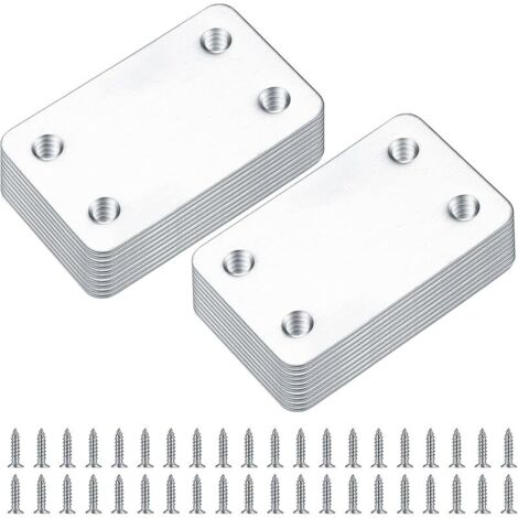 20 Pièces Plaques d'assemblage Perforée Plates, Fixation Droits Plats Plaques, Connecteurs Equerre Fixatio Plats, Connecteur Plaques de Raccord - 38x60 mm (Argent)